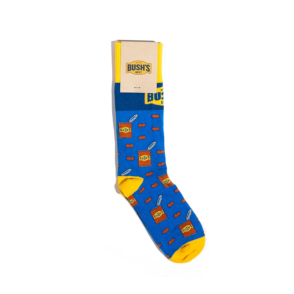 Blue Bush's Socks with yellow on the bottom